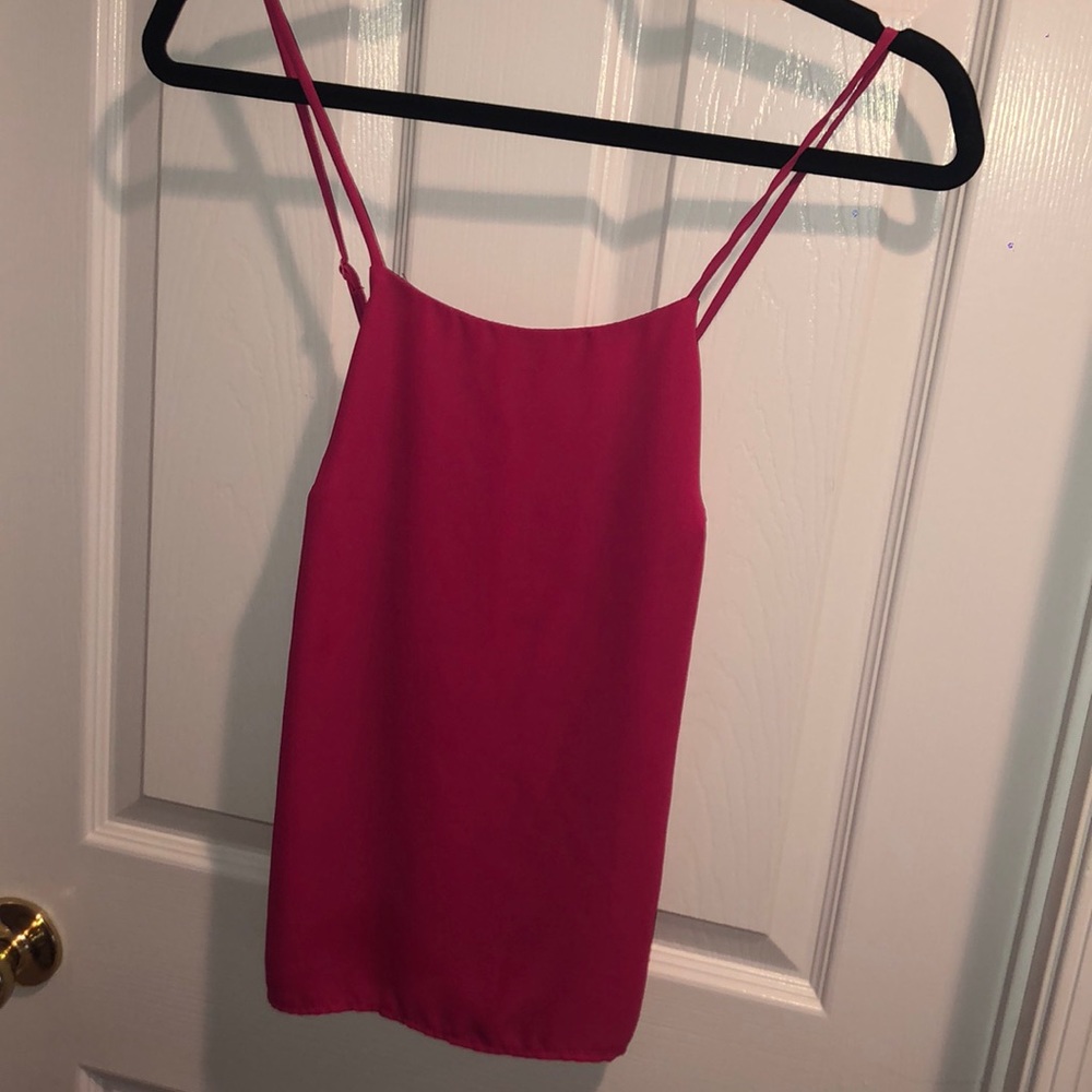 Pink Spaghetti Strap Tank with a Crossed Back